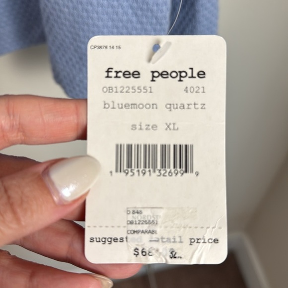 NWT Free People We the Free Bunny Long Sleeve Boatneck Cropped Tee Size XL - Picture 5 of 7